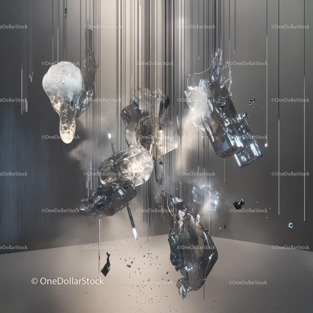 Abstract Glass Sculpture with Reflective Surfaces