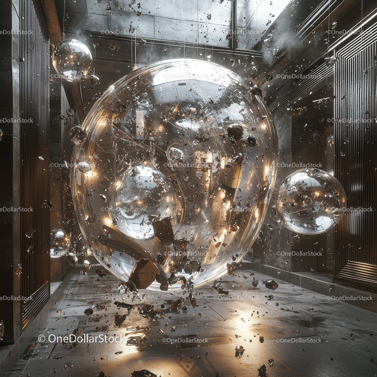 Futuristic Glass Spheres in Modern Architectural Setting