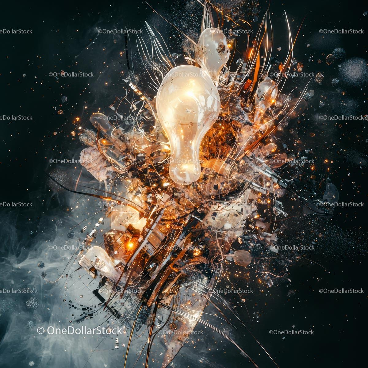 Abstract Light Bulb Explosion with Dynamic Sparks