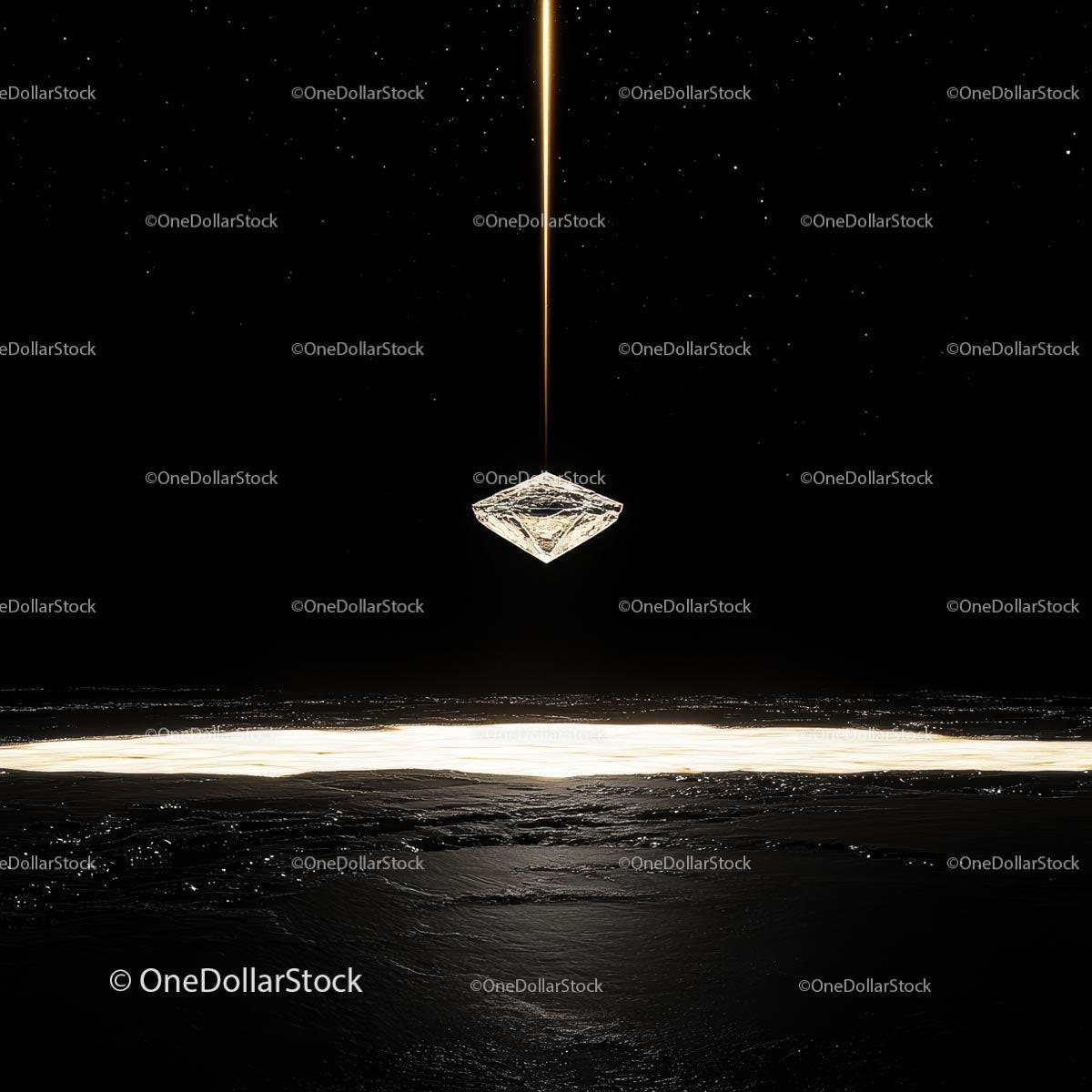 Floating Diamond with Dazzling Beam of Light