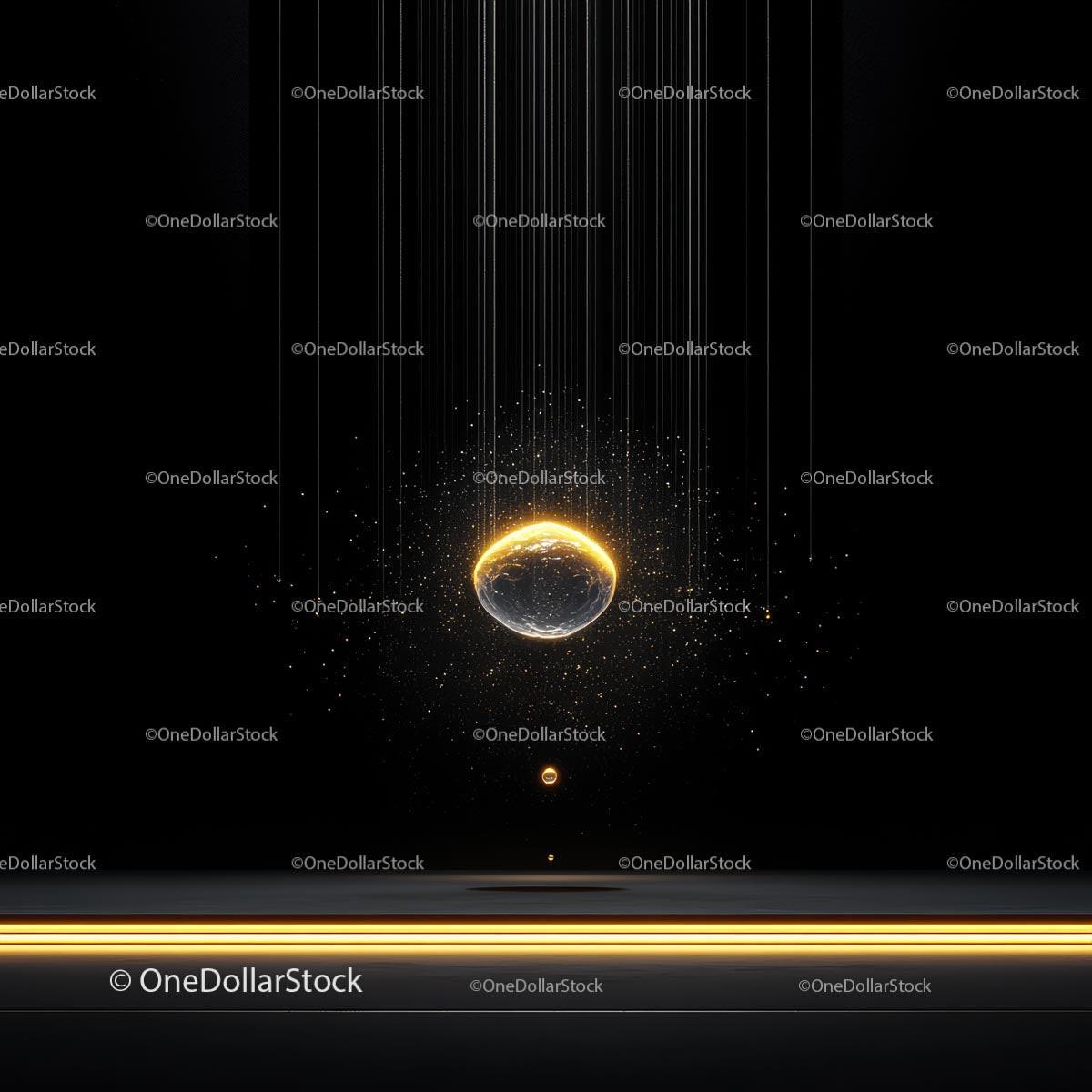 Glowing Sphere with Golden Highlights in Modern Design