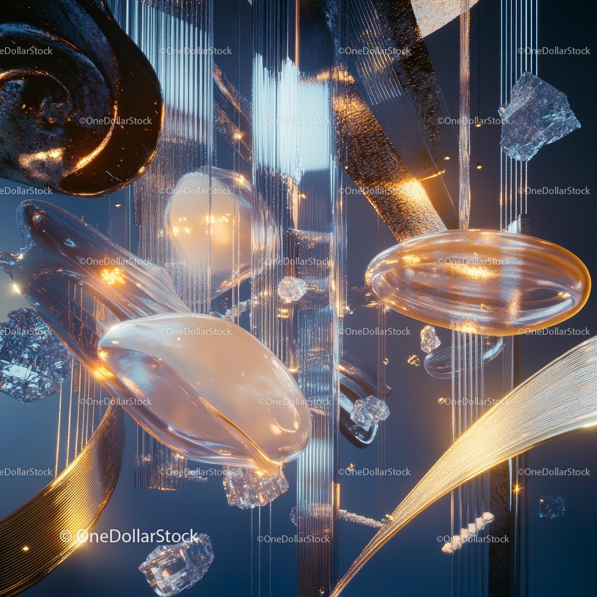 Futuristic Abstract Sculpture with Glowing Elements