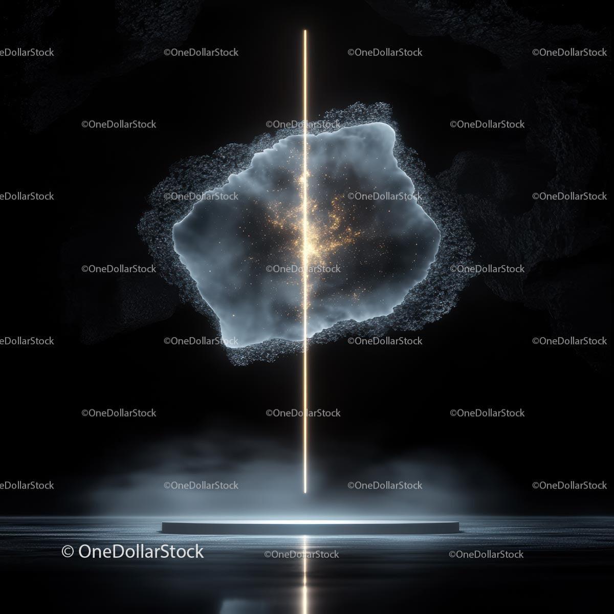 Futuristic Abstract Light and Geometric Shape on Dark Background