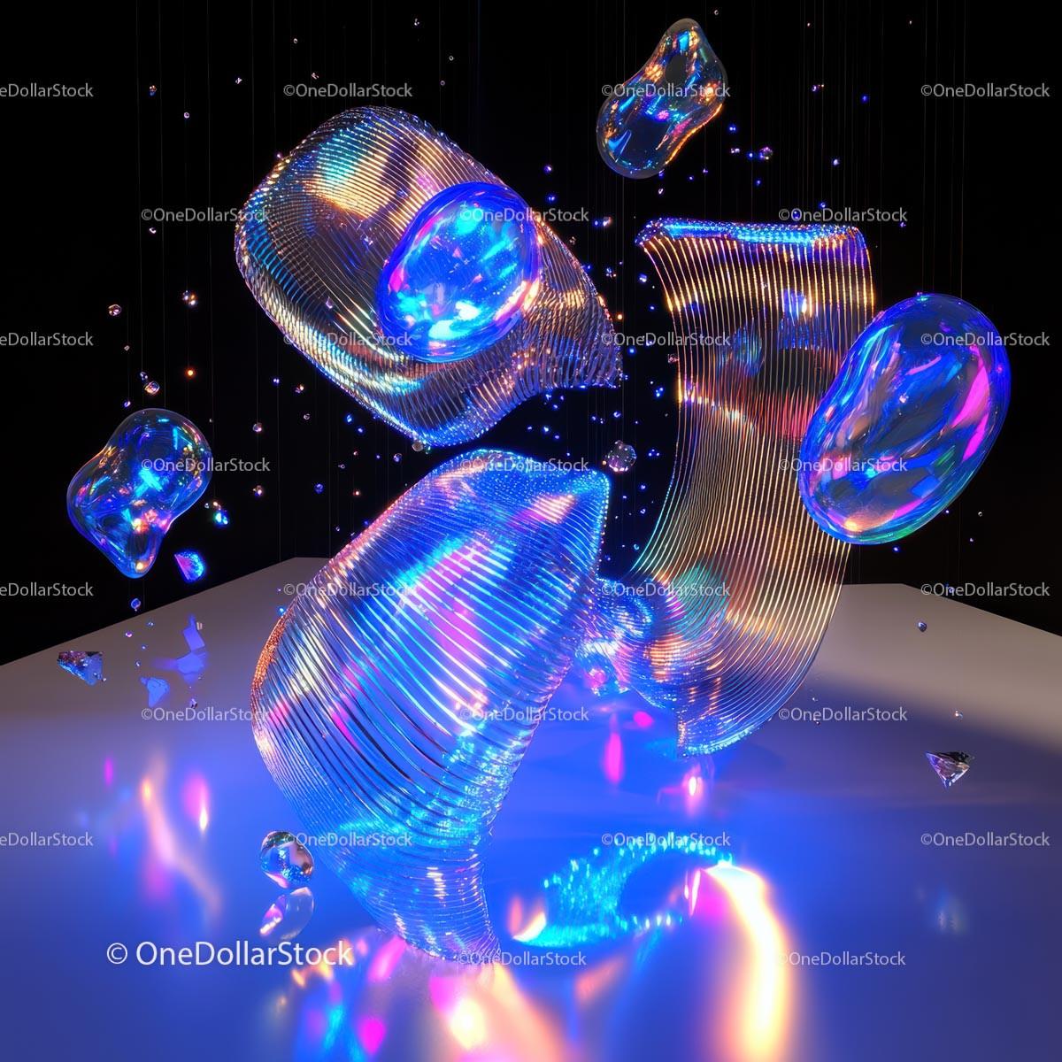 Futuristic Neon Abstract with Glowing Shapes