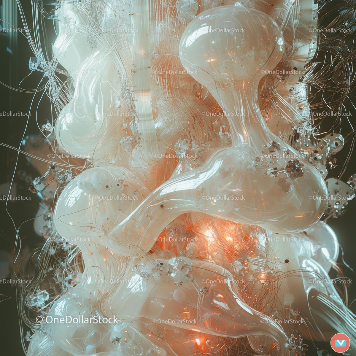 Abstract Glowing Sculpture with Fluid Organic Forms