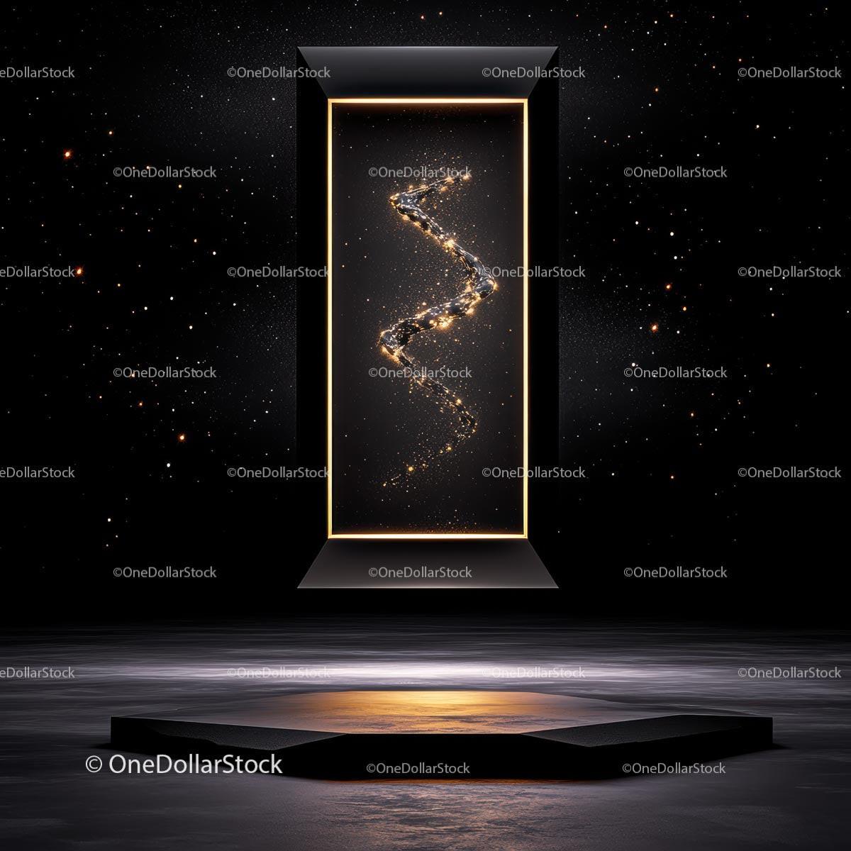 Futuristic Glowing Cosmic Portal in Starry Space