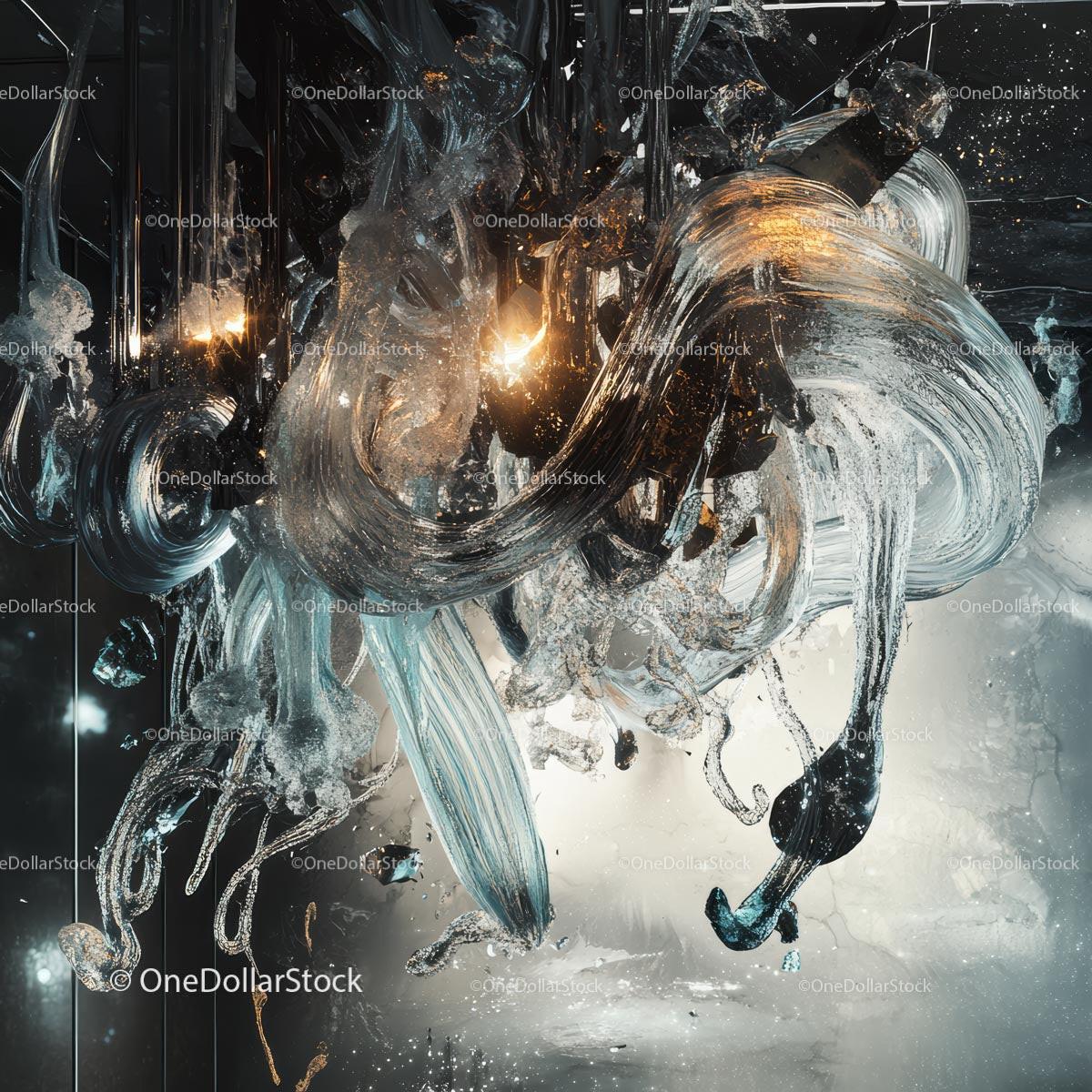 Mesmerizing Abstract Glass Sculpture with Luminous Glow