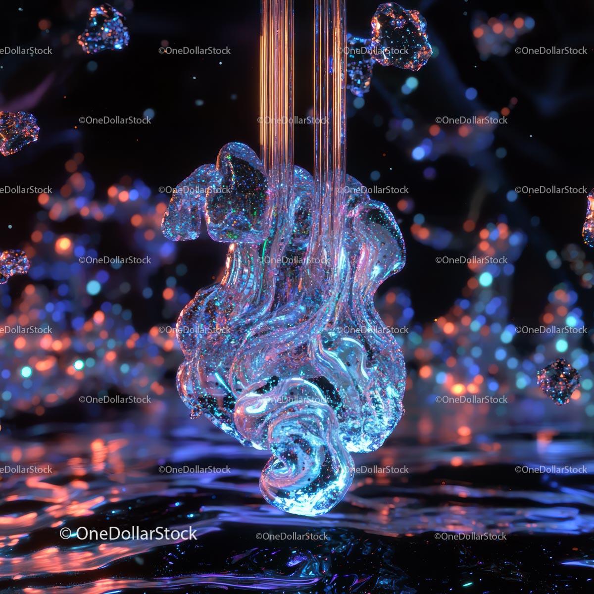 Vibrant Liquid Swirl with Neon Glow and Reflections