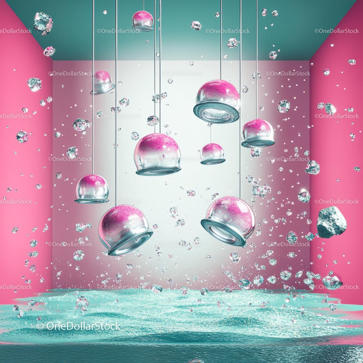 Floating Pink Spheres in Modern Abstract Design
