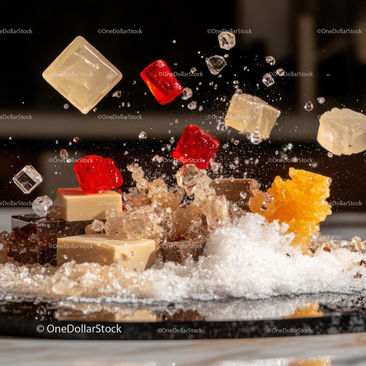 Assorted Sugar Cubes in Vibrant Culinary Display