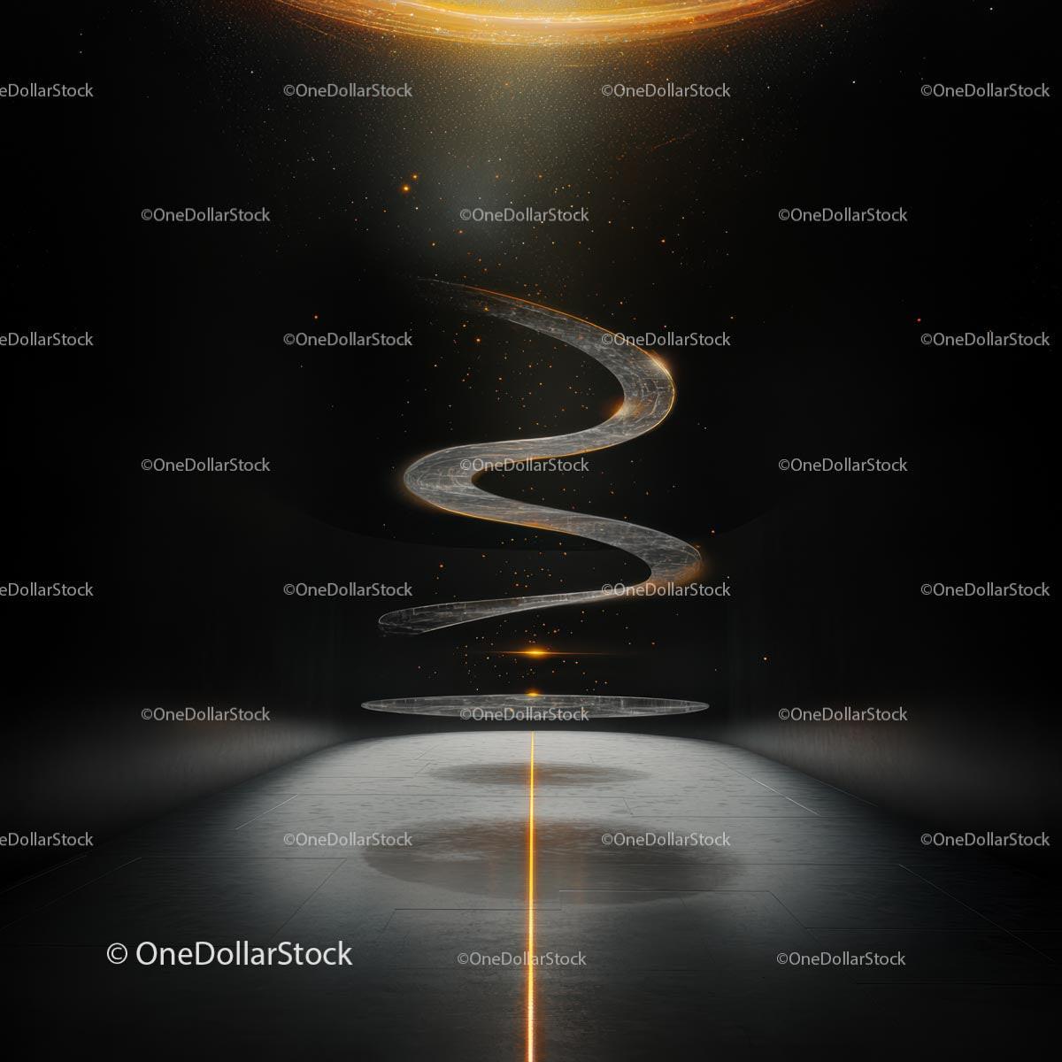 Futuristic Glowing Spiral in Dark Abstract Space