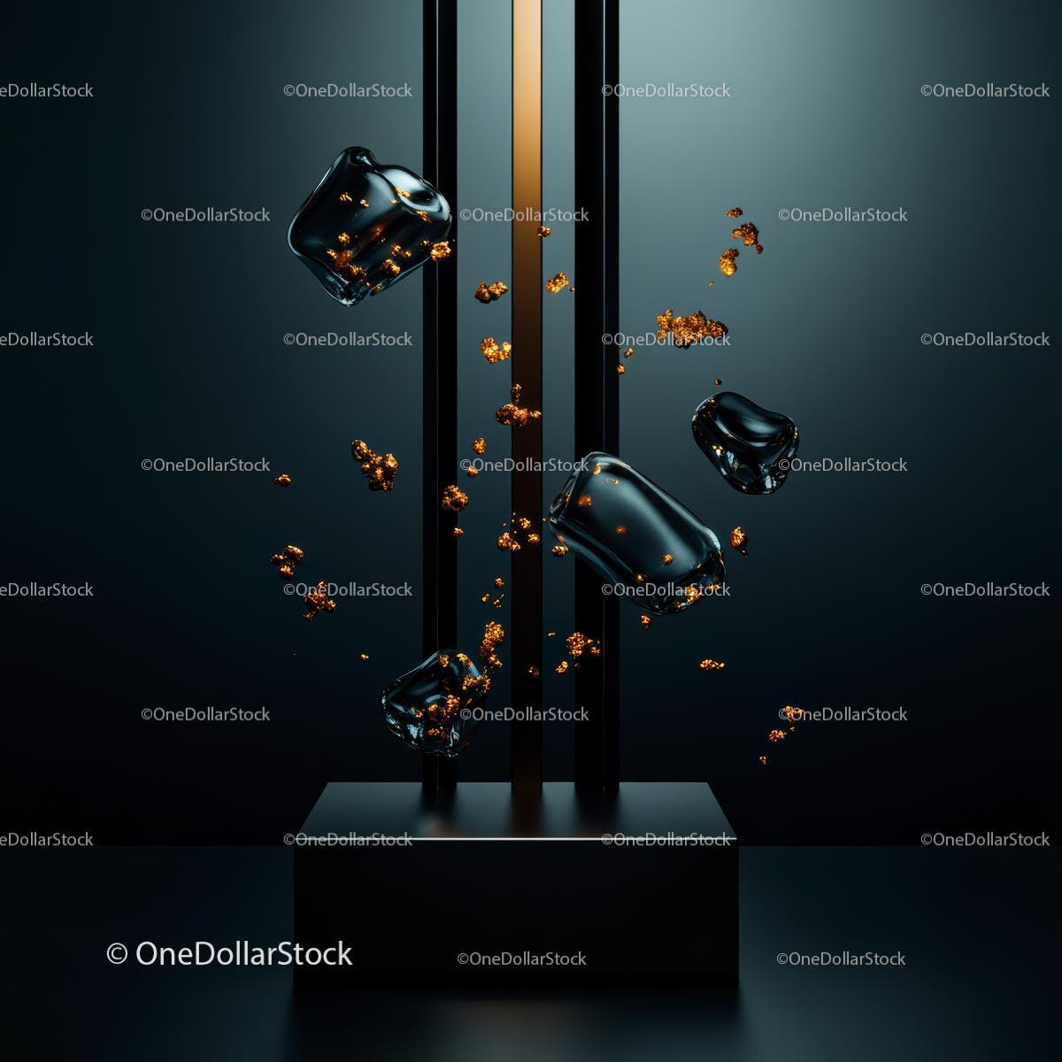 Modern Abstract Sculpture with Floating Elements