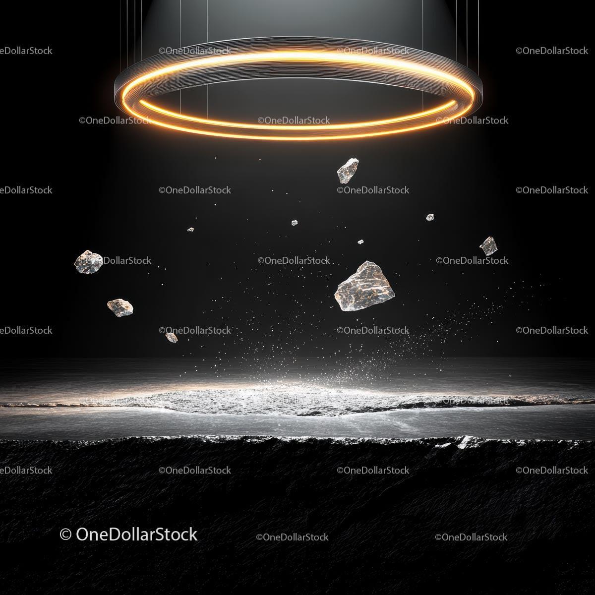 Futuristic Floating Stones with Glowing Ring