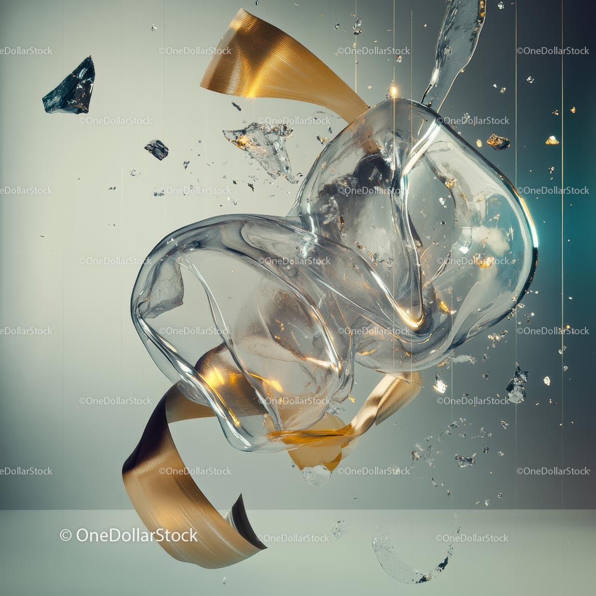Dynamic Abstract Glass and Metallic Ribbon Burst