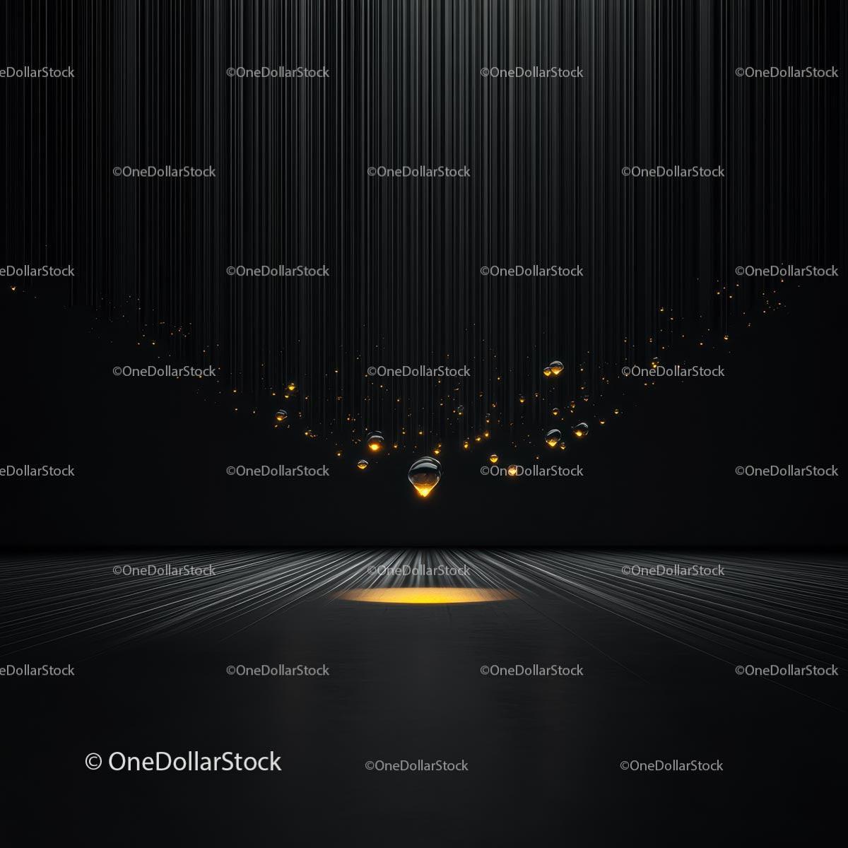 Abstract Glowing Droplets on Black Background
