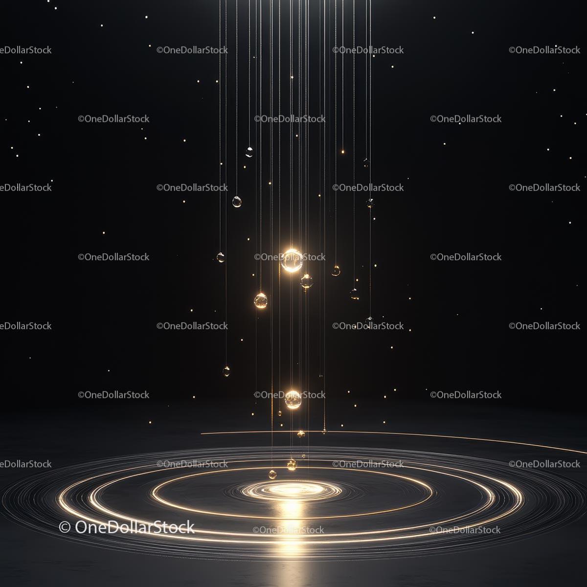 Abstract Futuristic Light Spheres and Glowing Circles