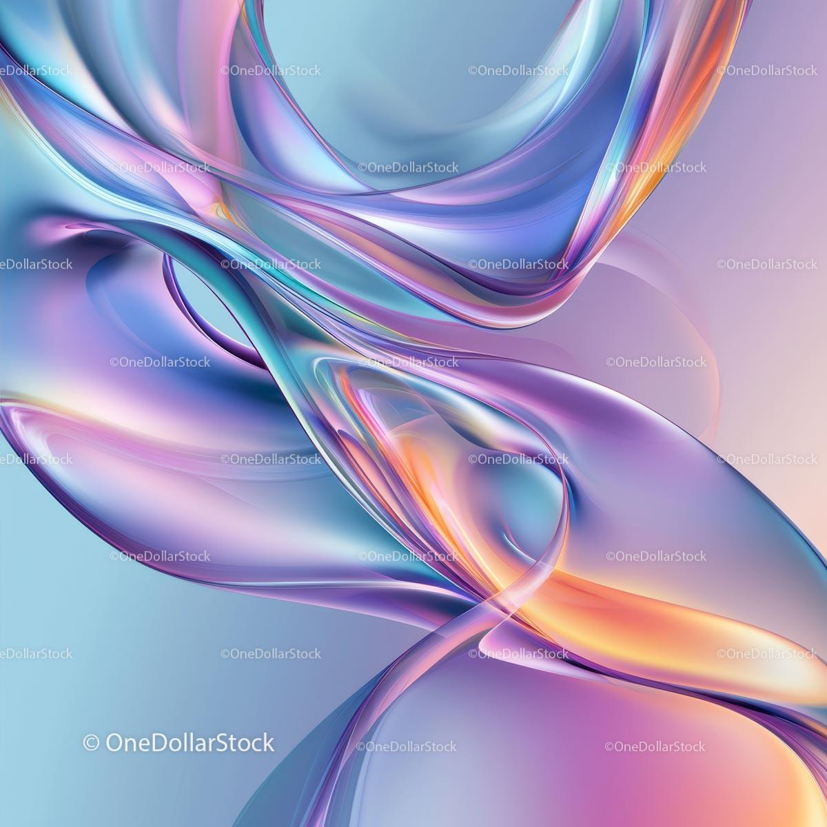Abstract Fluid Curves in Pastel Gradient Hues