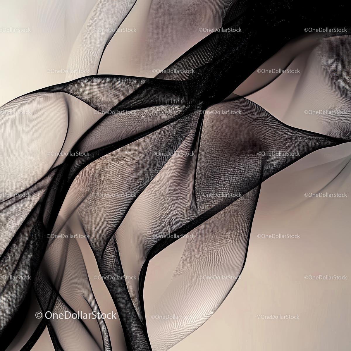 Abstract Flowing Black Mesh Fabric Art