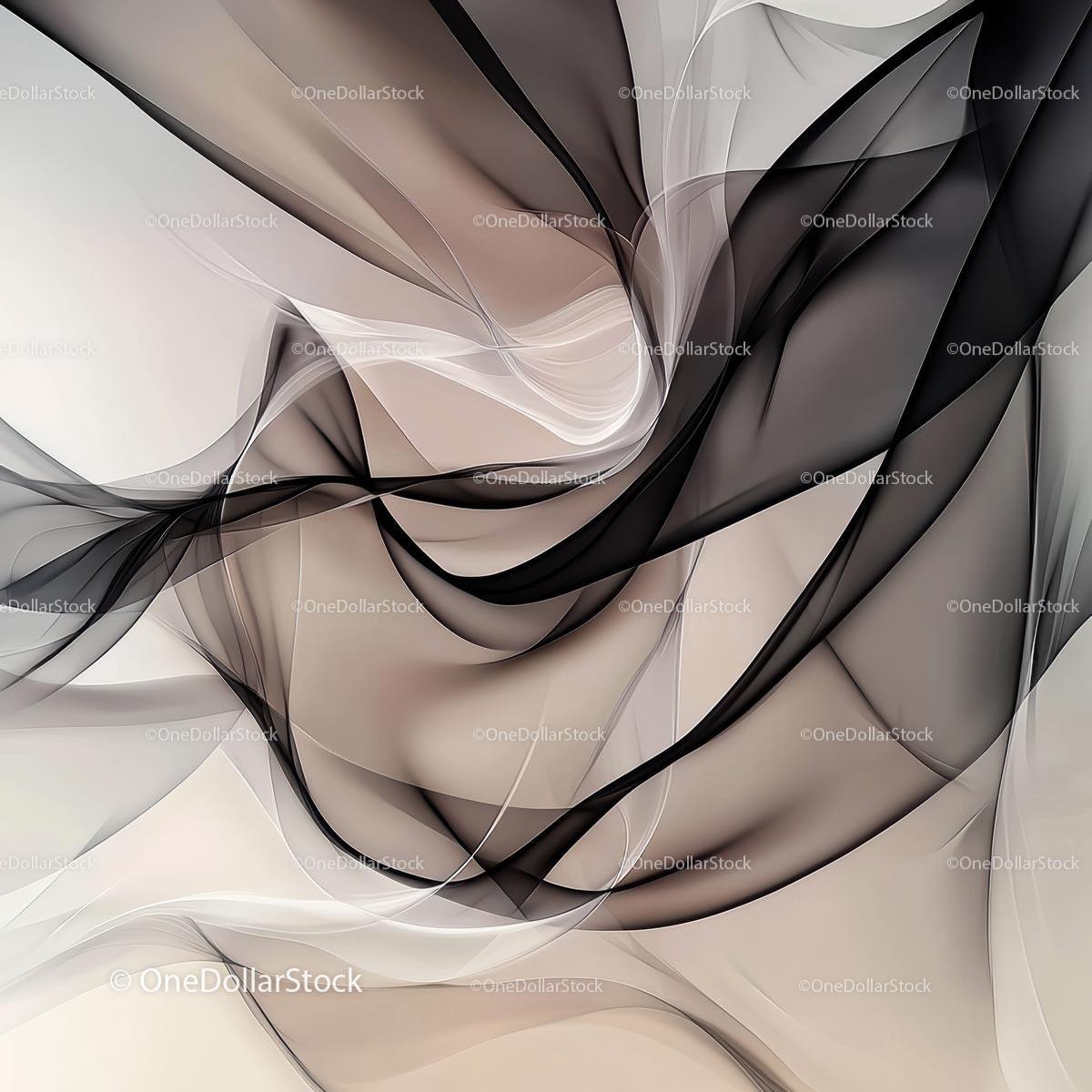 Elegant Abstract Curves in Black and Beige Tones