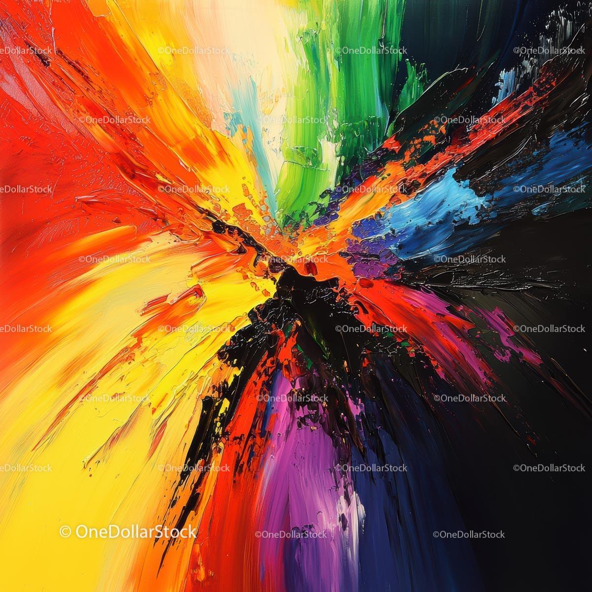 Vibrant Abstract Painting with Explosive Colors