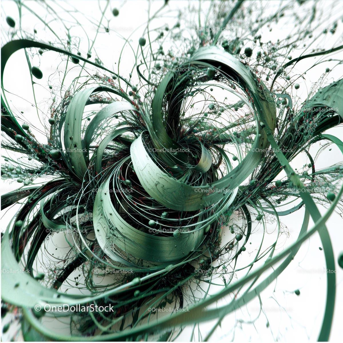 Dynamic Abstract Green Swirls with Organic Shapes