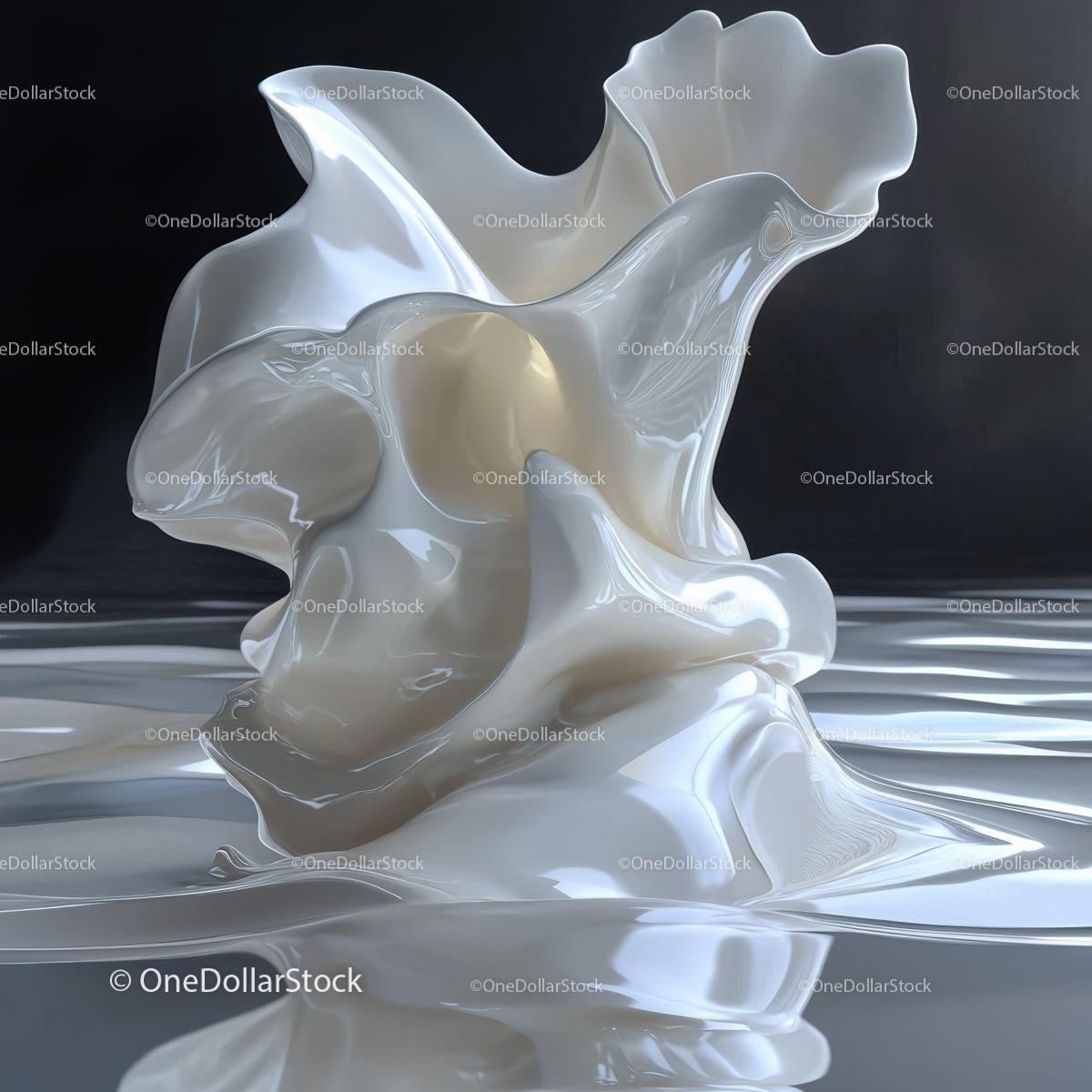 Abstract Fluid Sculpture with Glossy White Surface