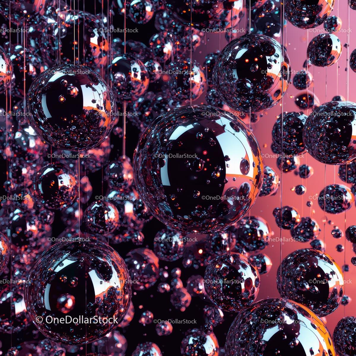 Futuristic Floating Glass Spheres with Reflective Surfaces