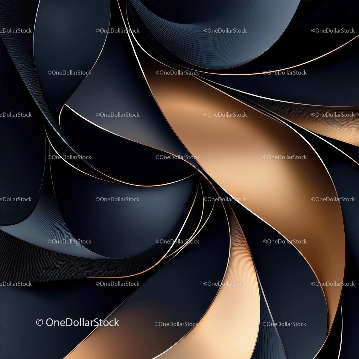Abstract Black and Gold Geometric Swirl Pattern