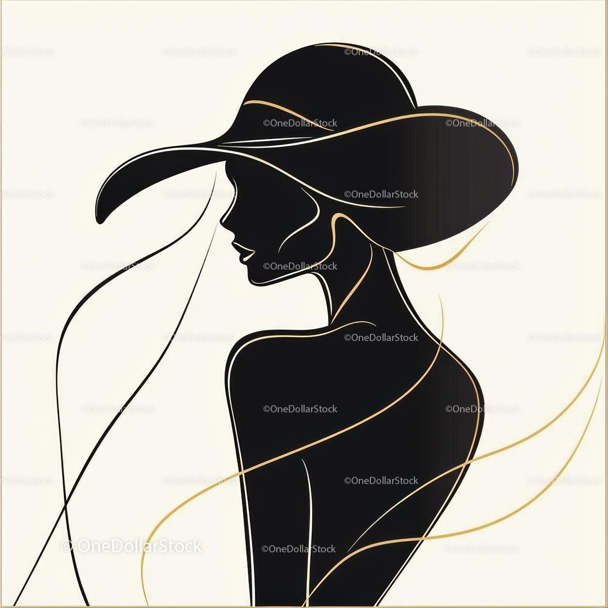 Elegant Silhouette of Woman in Fashionable Hat
