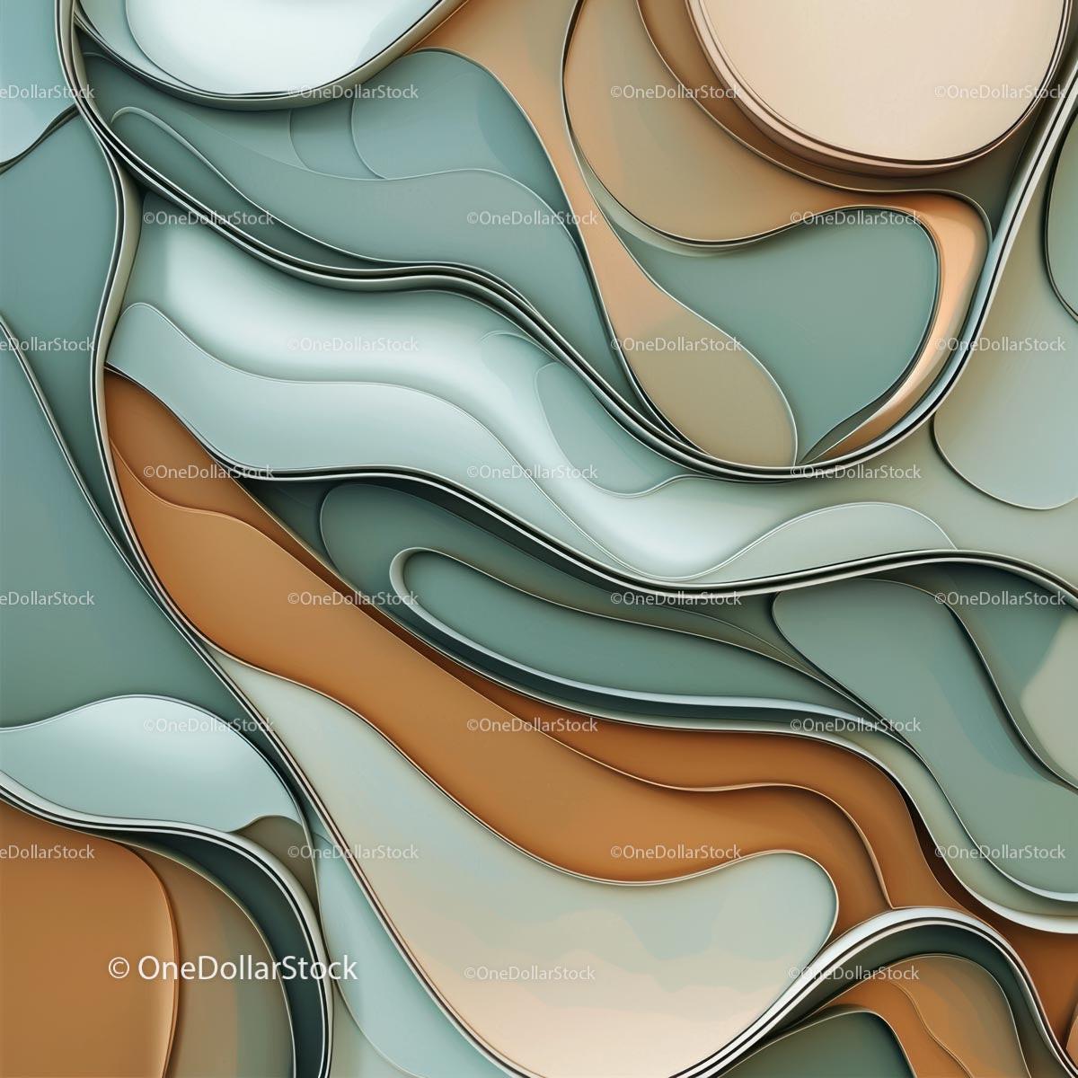 Abstract Fluid Shapes with Earthy Tones