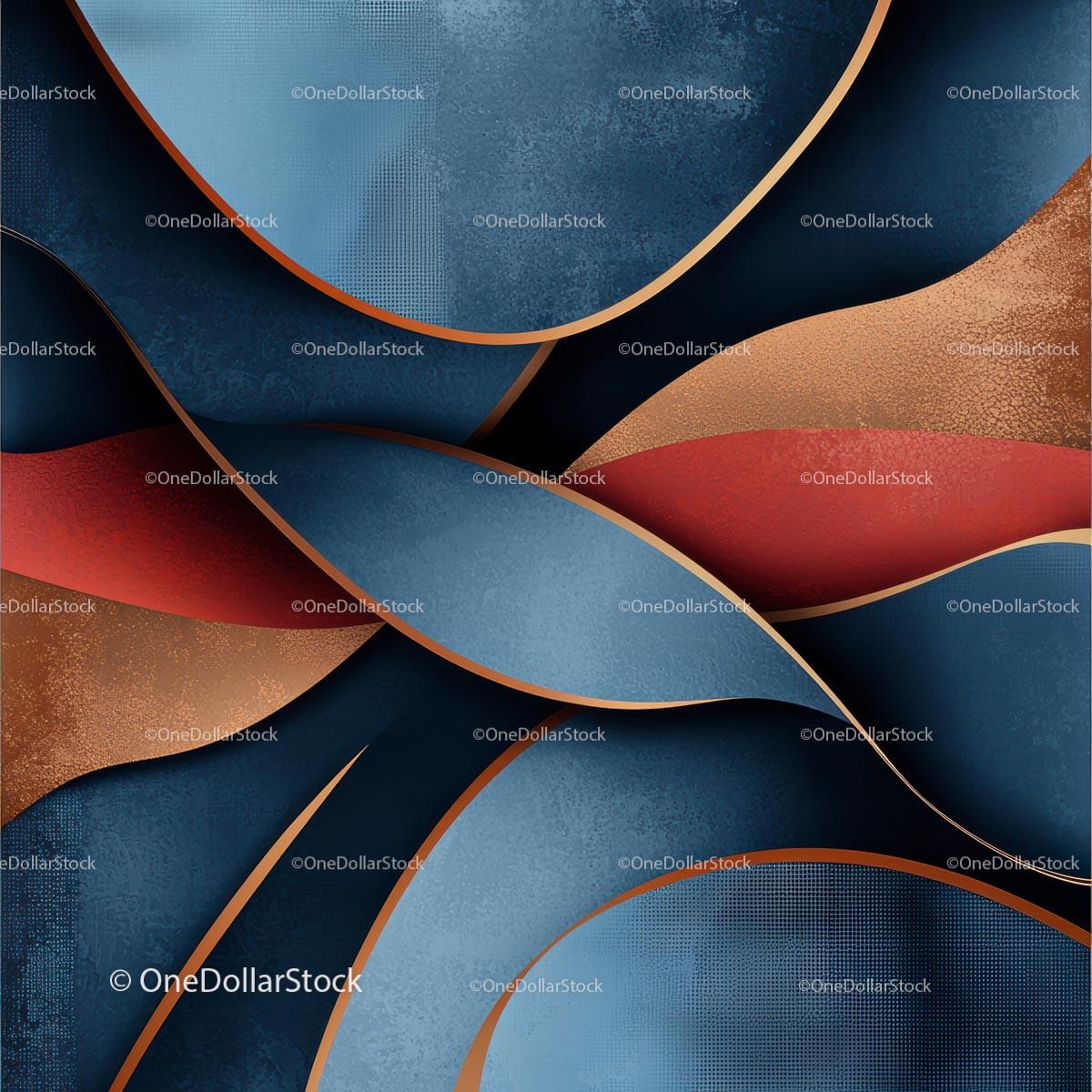 Abstract Blue and Gold Geometric Pattern with Textured Layers