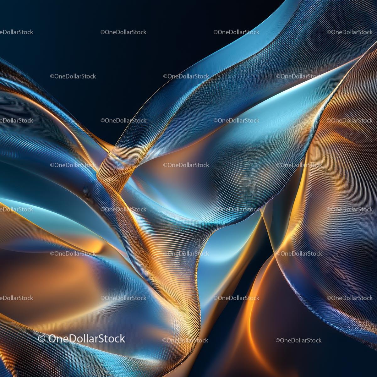 Dynamic Abstract Waves in Blue and Gold Hues