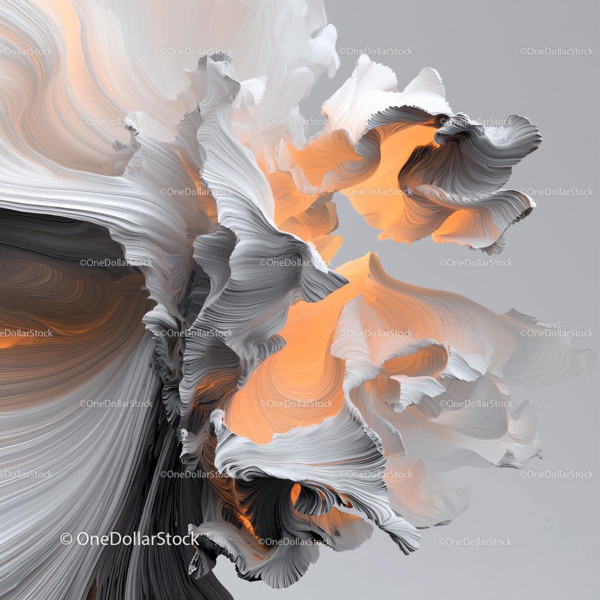 Dynamic Abstract Design with Flowing Orange and Gray Patterns