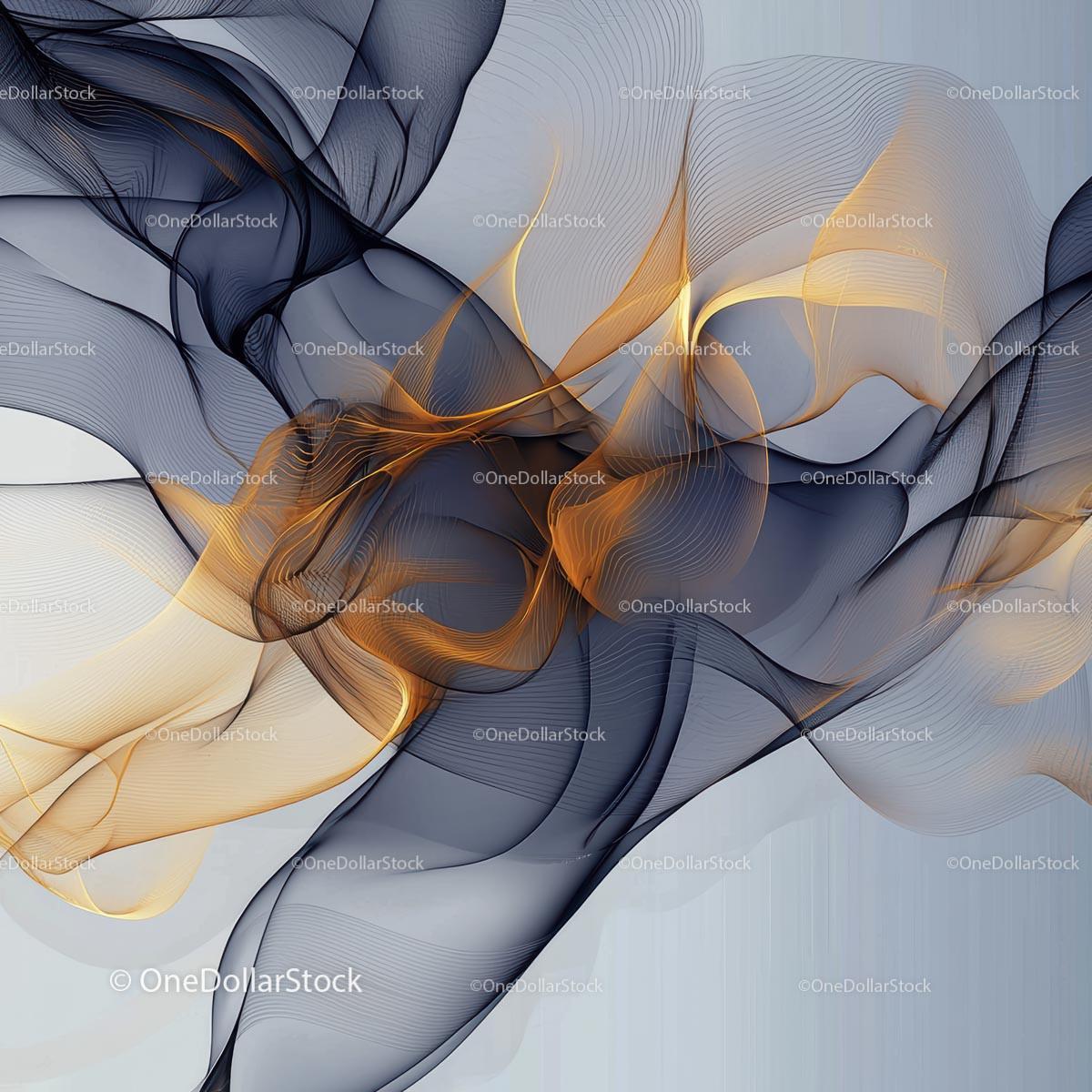 Golden and Gray Abstract Flowing Lines