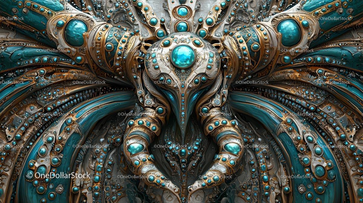 Intricate Steampunk Artwork with Blue Gem Accents
