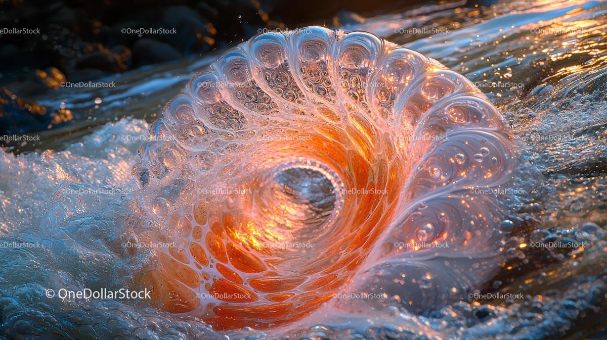 Captivating Vortex in Flowing Water with Orange Glow