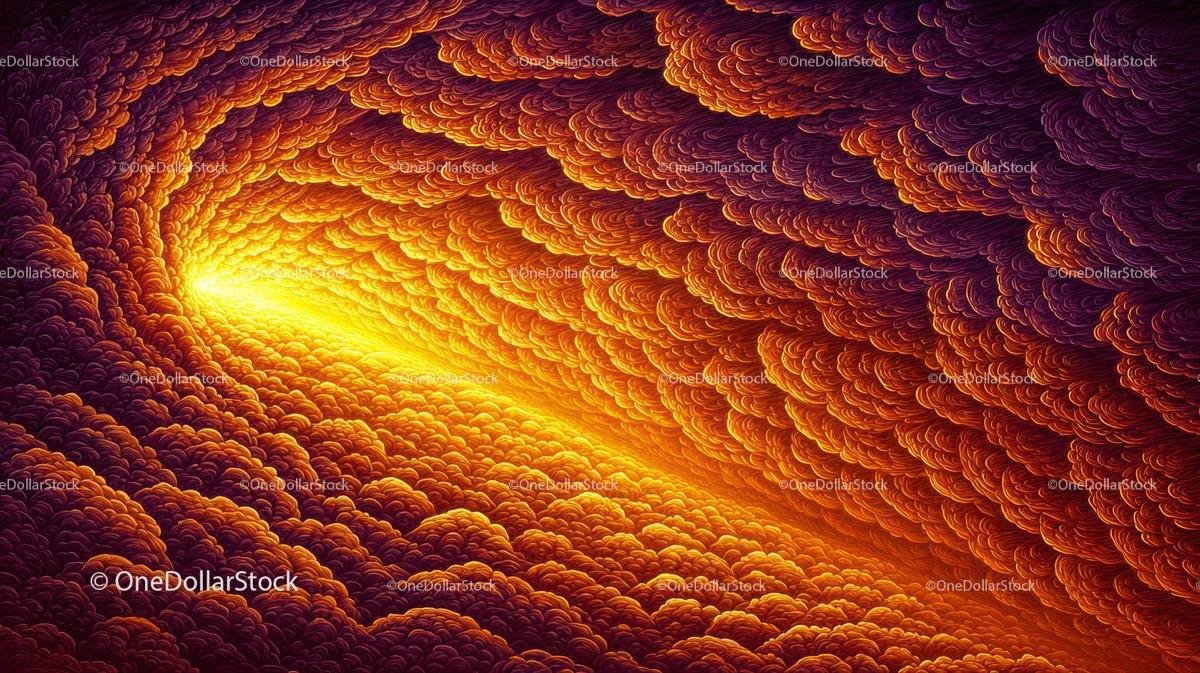 Vibrant Abstract Swirling Clouds in Fiery Sunset Hues