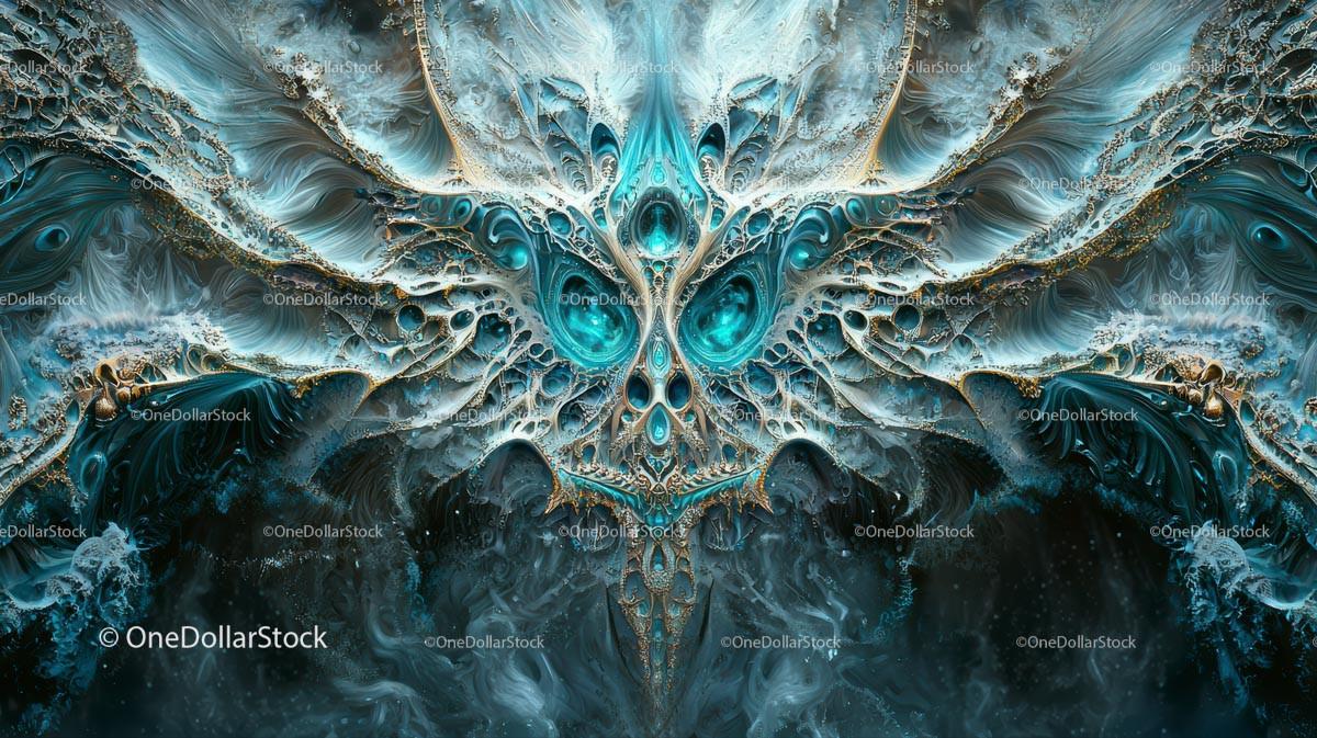 Intricate Blue Fractal Art with Symmetrical Design