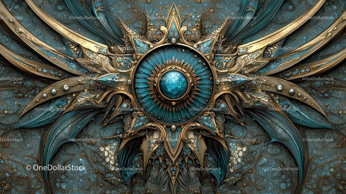 Intricate Blue and Gold Ornamental Design