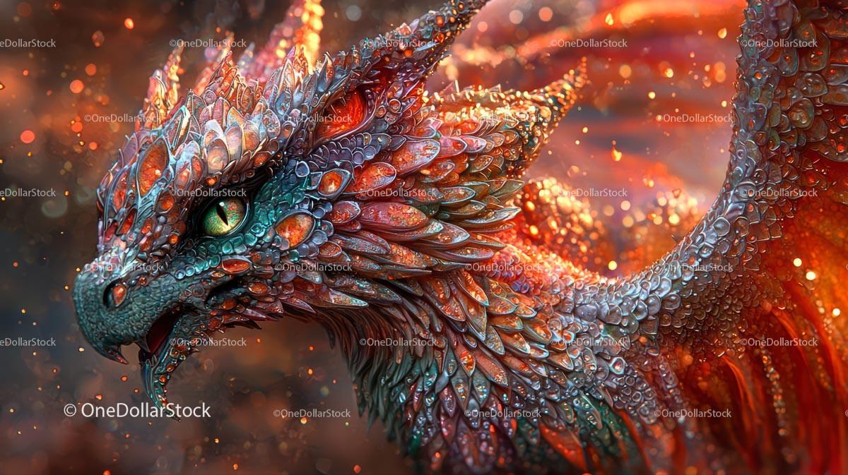 Vibrant Fantasy Dragon with Intricate Scales