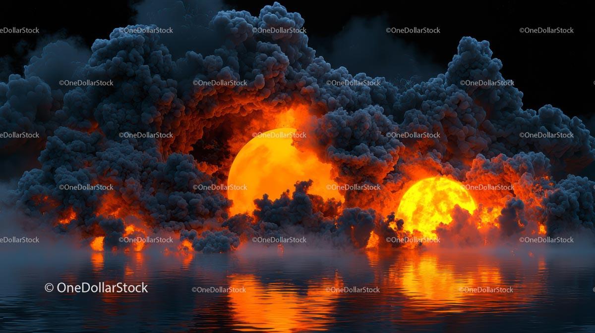 Fiery Sunset Reflected in Dramatic Cloudscape