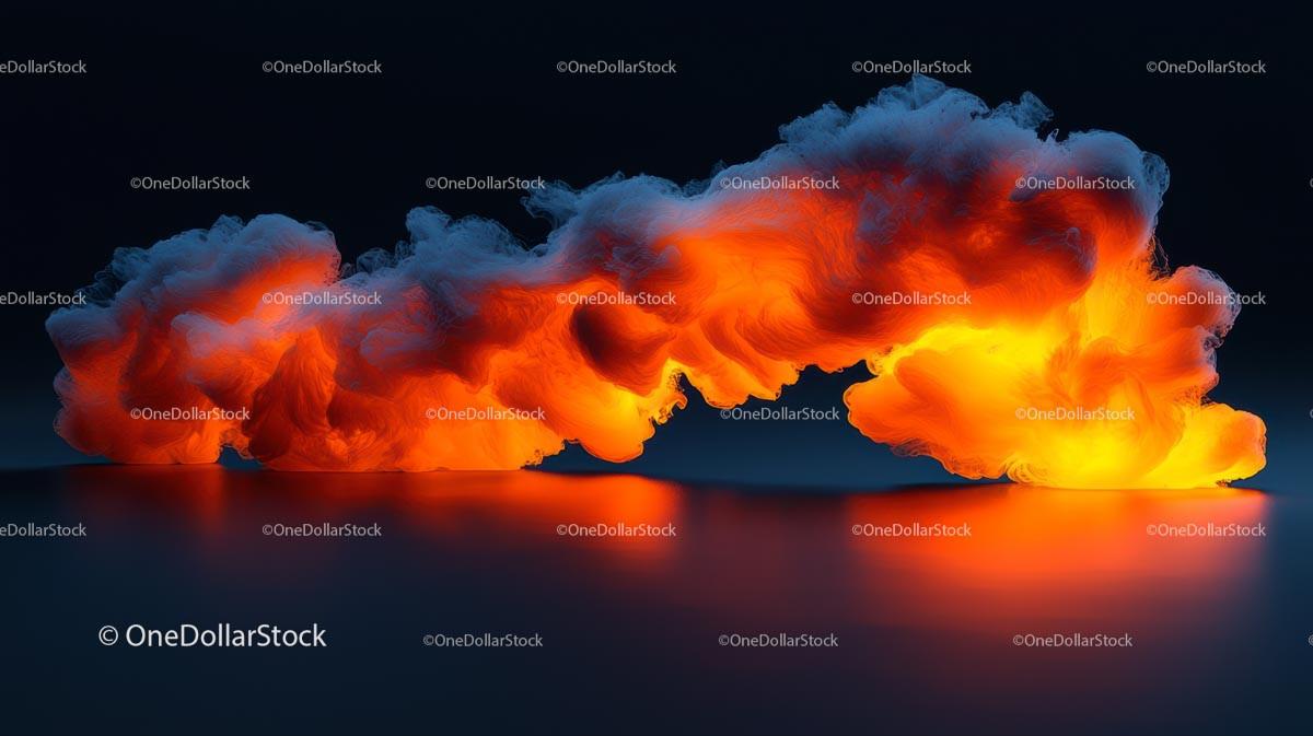 Fiery Orange Smoke Cloud with Vibrant Colors