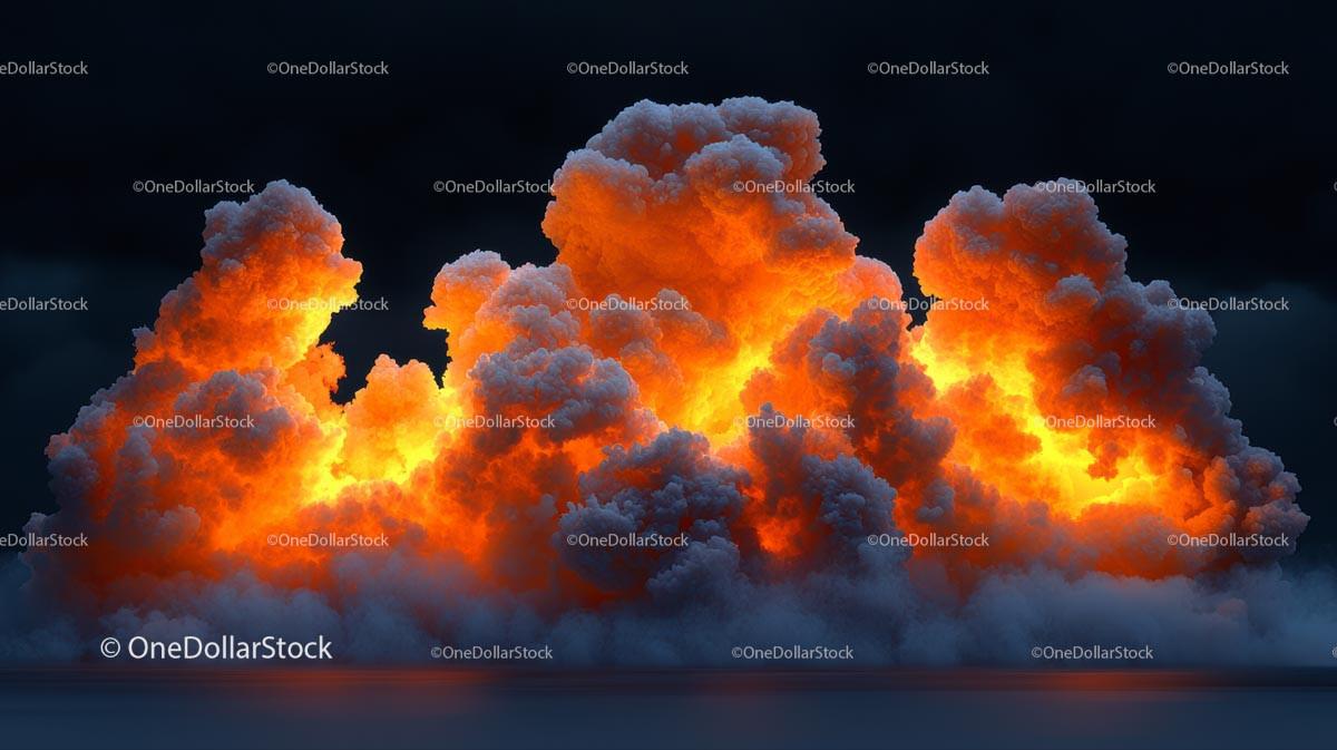 Fiery Explosion with Dramatic Orange Clouds