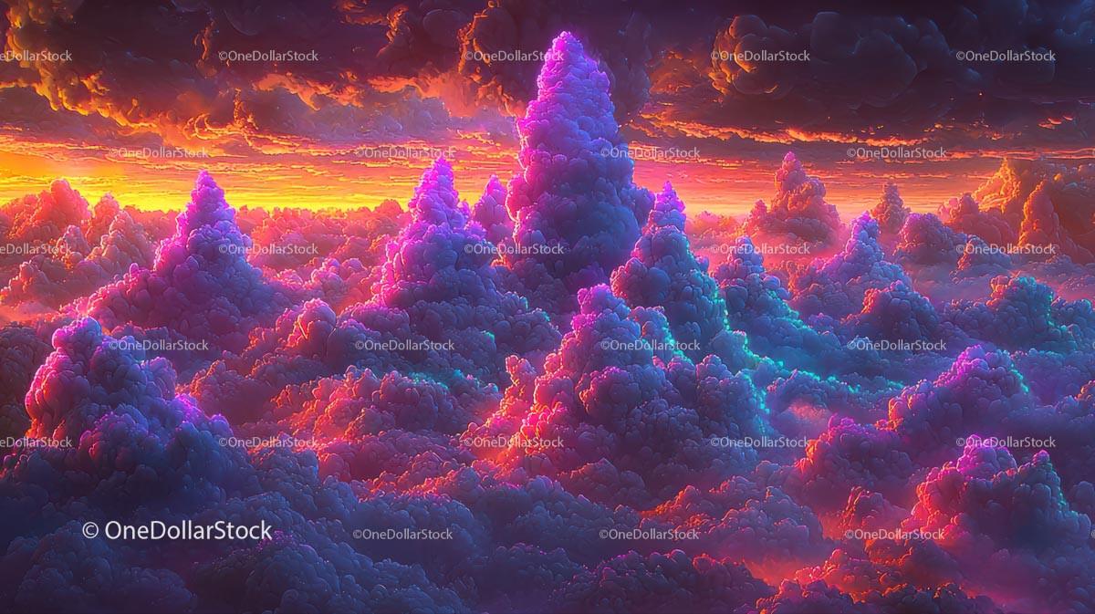 Vibrant Sunset Over Surreal Cloudscape