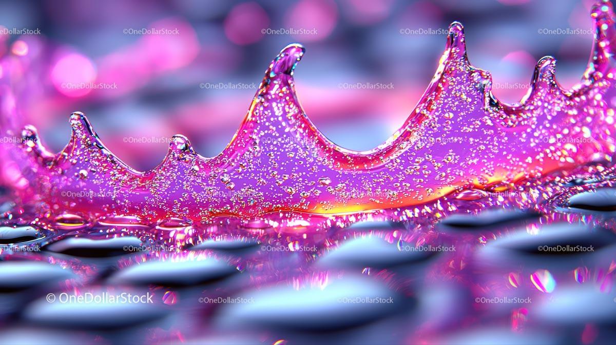 Vibrant Pink Water Splash with Bubbles in Macro View