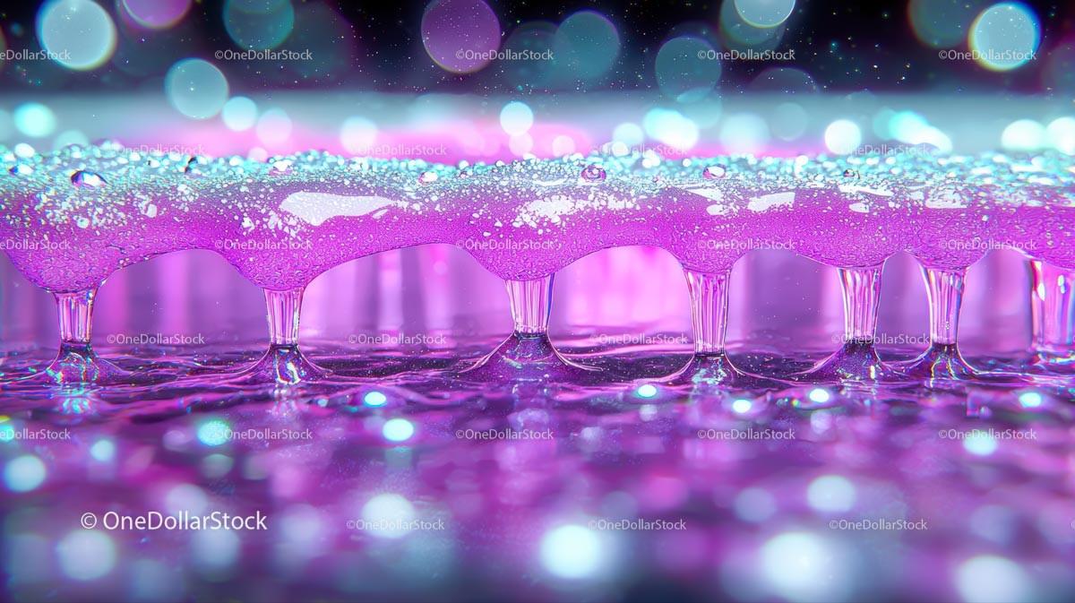 Abstract Purple Bubble Formation with Light Reflections