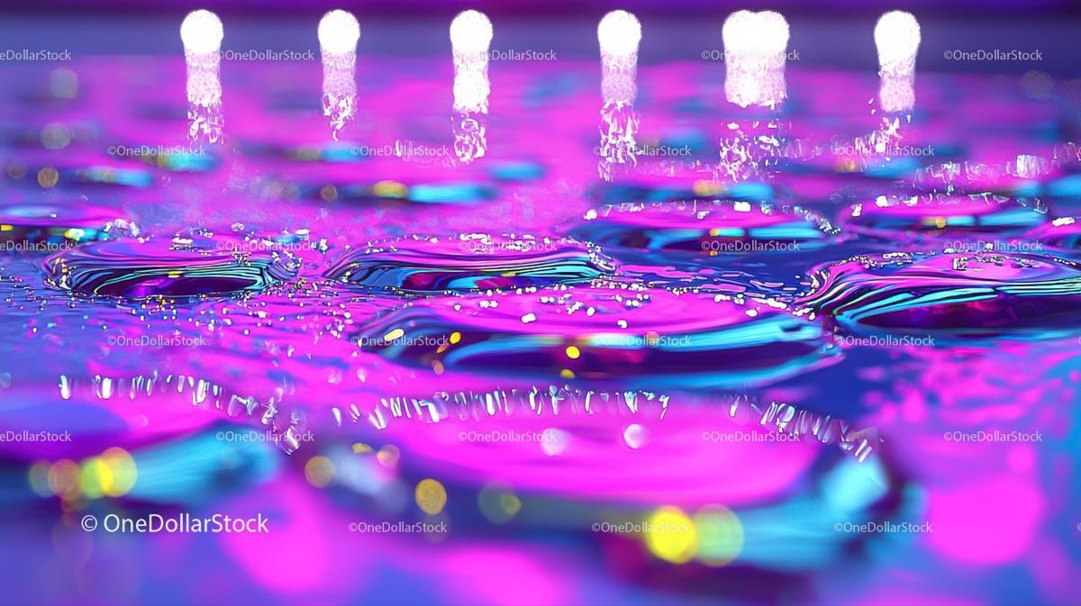 Vibrant Neon Water Surface with Abstract Patterns