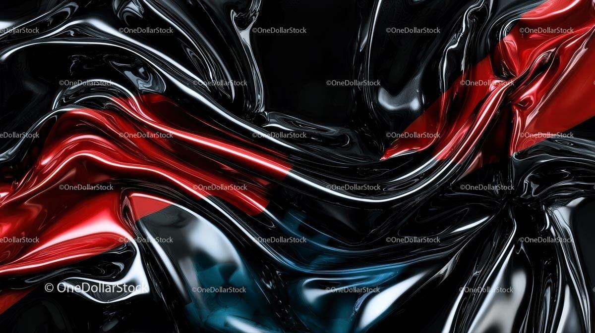 Glossy Abstract Waves in Black and Red