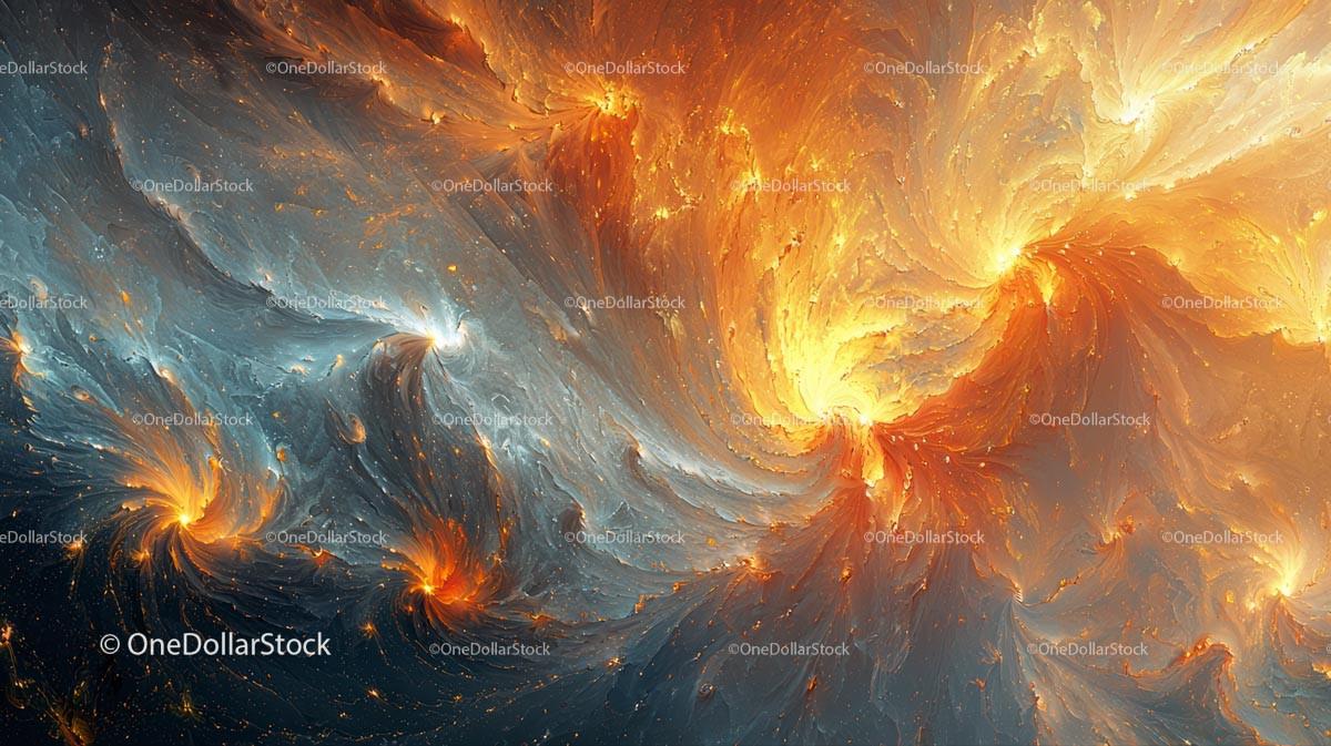 Fiery Cosmic Swirl with Vivid Blue Contrasts
