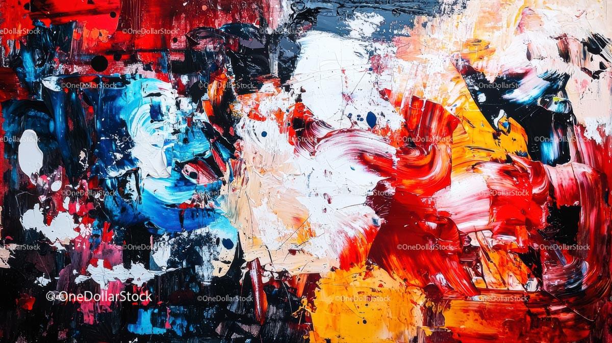 Dynamic Abstract Painting with Vibrant Colors
